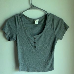 Gray scout neck crop top